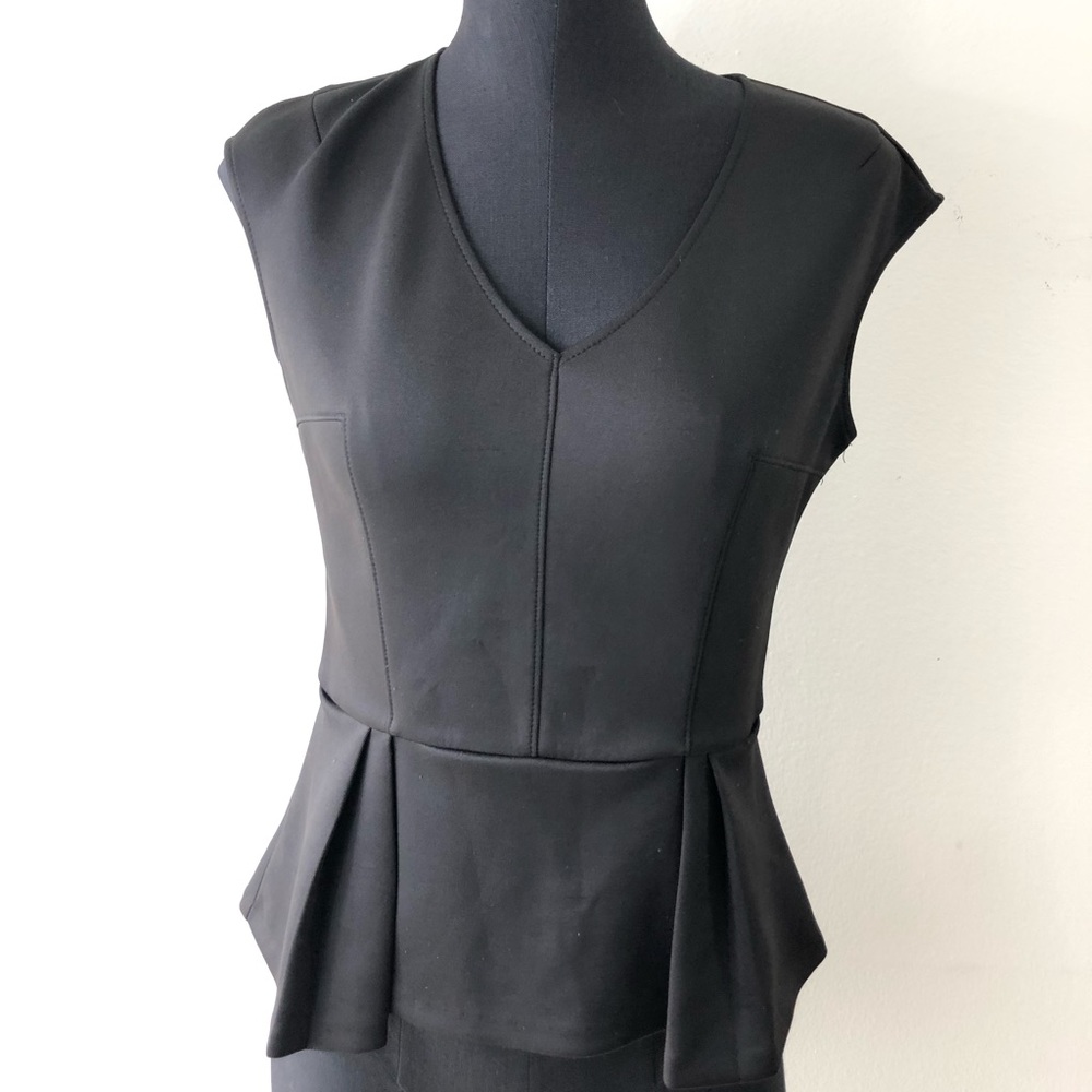Saks Fifth Avenue Large Black  Peplum Top Shirt